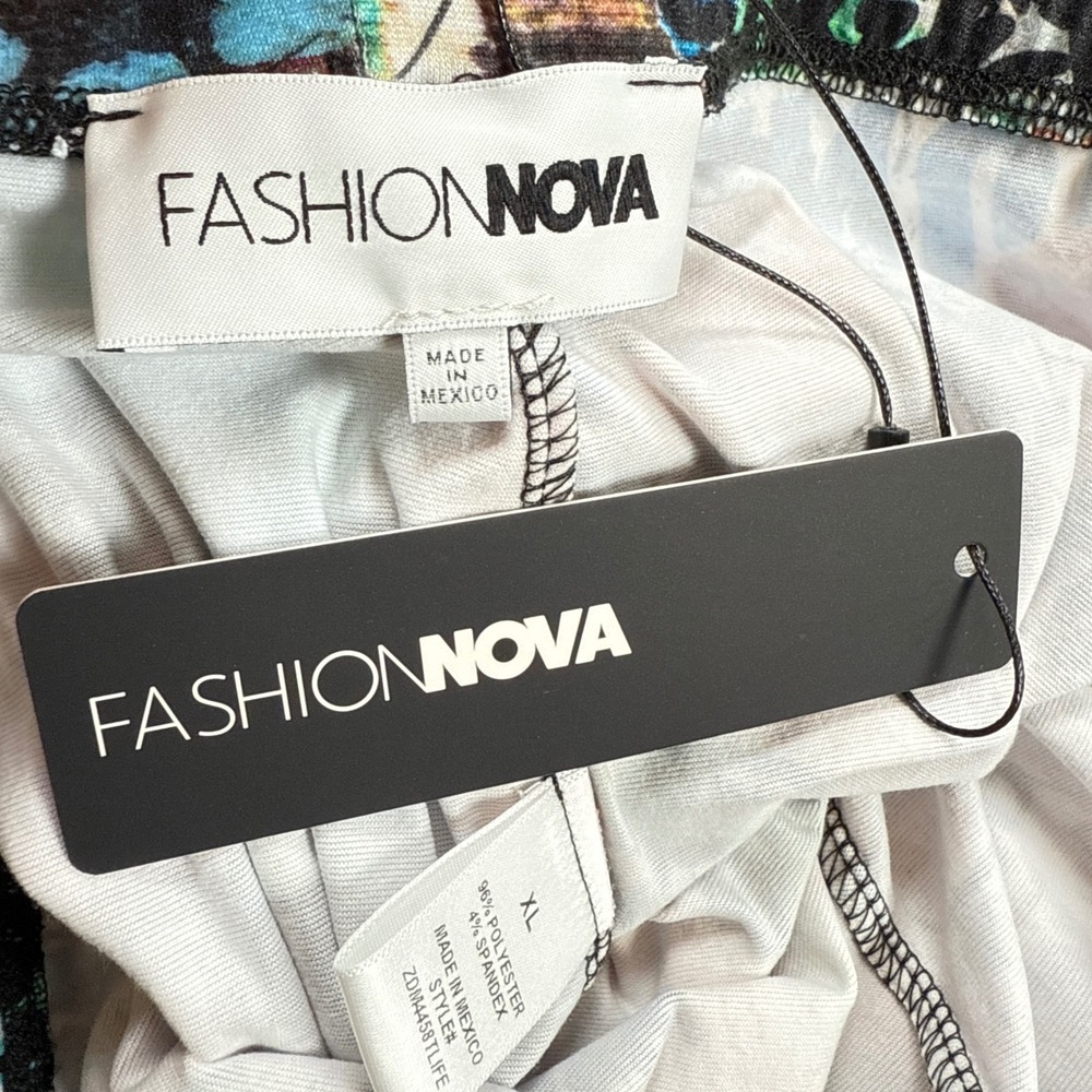 Fashion Nova Pant Women XL Graffiti AOP Y2K Punk 90's Grunge Artsy Street Rap - Picture 8 of 12